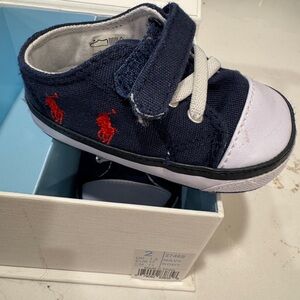 Ralph Lauren Blue and White Baby Walker Sneakers